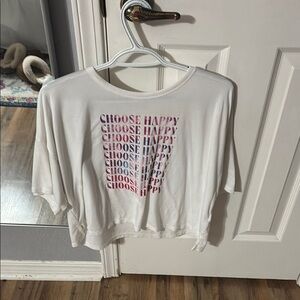Old Navy White Red Crop Boxy T-Shirt